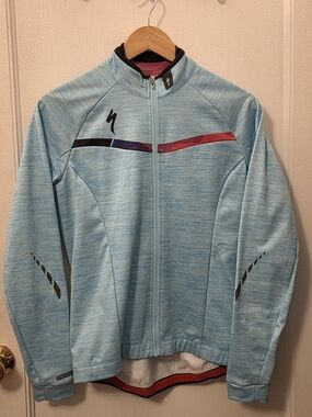 Specialized Thermal Cycling Jersey Women's Medium Full Zip Long Sleeve Blue Pink